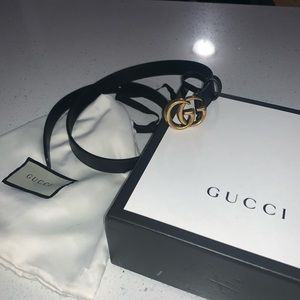 Gucci Marmont Black GG Leather Belt